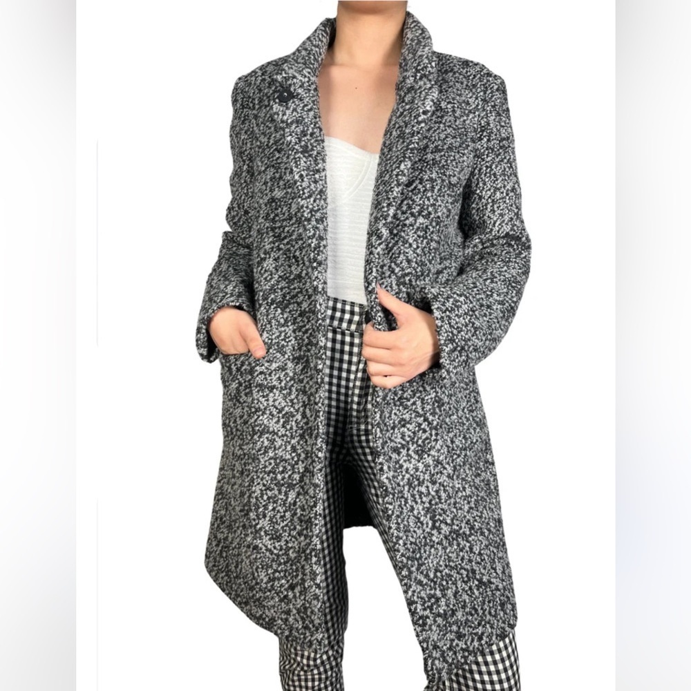 Scotch & Soda Boucle Black and White Wool Teddy Winter Coat